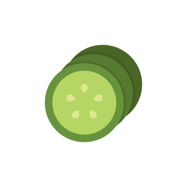 Beyaz arkaplanda izole edilmiş salatalık dilimi vektör simgesi