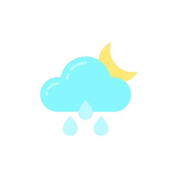 Cloud Rain Moon Vector Icon Symbol Weather Isolated White Background — Stock Vector