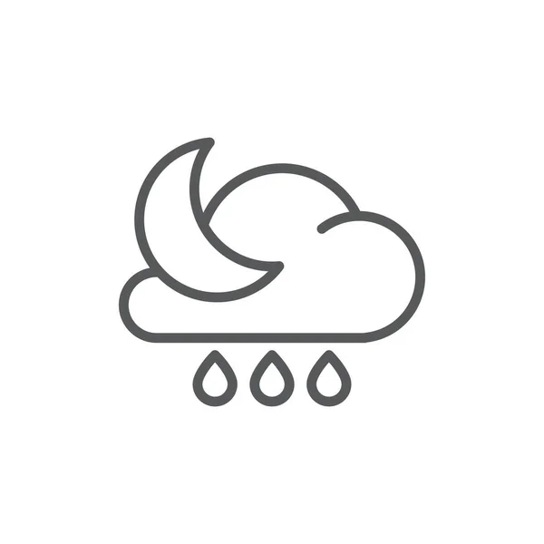 Chmura Deszcz Księżyc Wektor Ikona Symbol Pogody Izolowane Białym Tle — Wektor stockowy