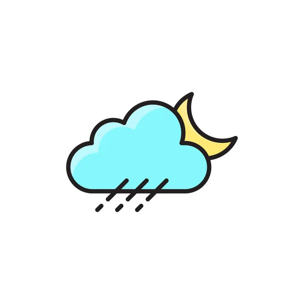 Nube Lluvia Luna Vector Icono Símbolo Tiempo Aislado Sobre Fondo — Vector de stock