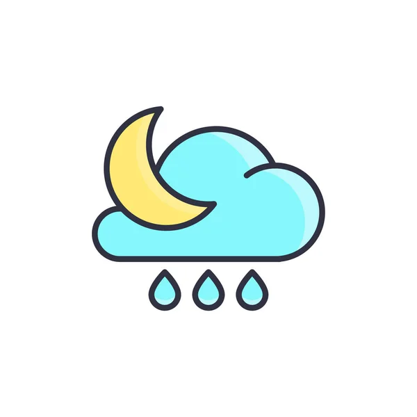 Wolk Regen Maan Vector Symbool Weer Geïsoleerd Witte Achtergrond — Stockvector