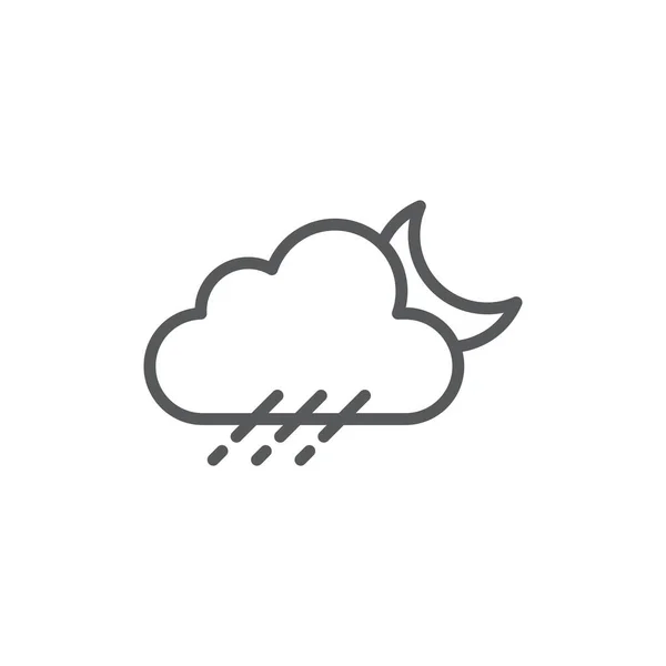 Cloud Rain Moon Vector Icon Symbol Weather Isolated White Background — Stock Vector