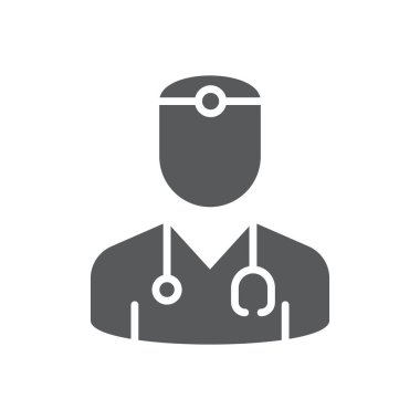 Beyaz arkaplanda stetoskop vektör simgesi olan doktor