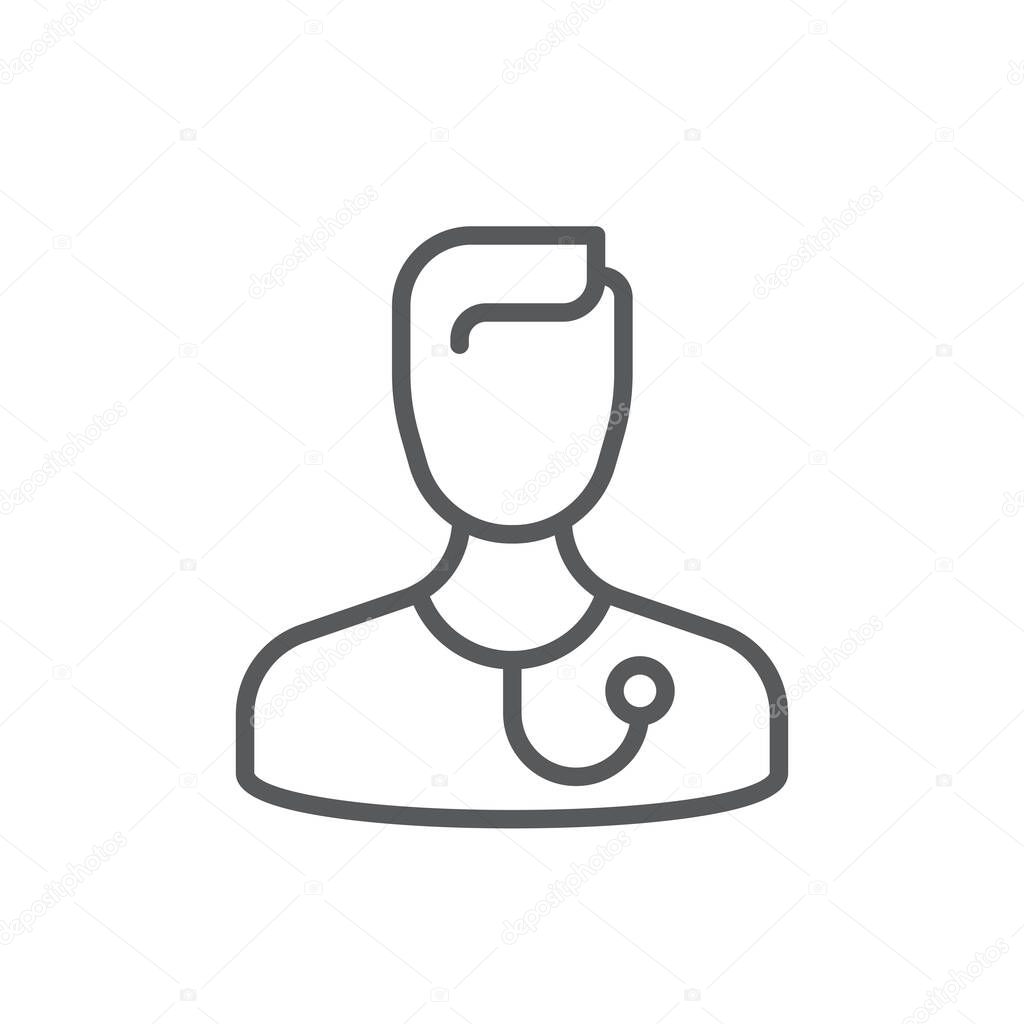 Doctor with stethoscope vector icon symbol isolated on white background