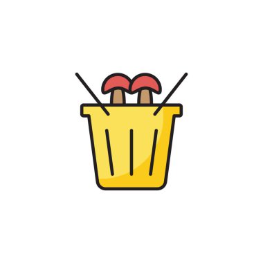 Beyaz arkaplanda izole edilmiş mantar sepeti vektör simgesi besin