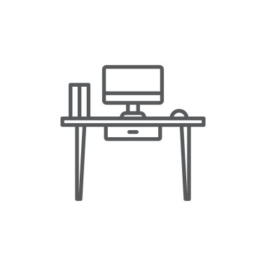 Ofis çalışma alanı masa vektör simgesi çalışma alanı beyaz arkaplan üzerinde izole