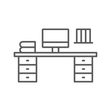 Ofis çalışma alanı masa vektör simgesi çalışma alanı beyaz arkaplan üzerinde izole