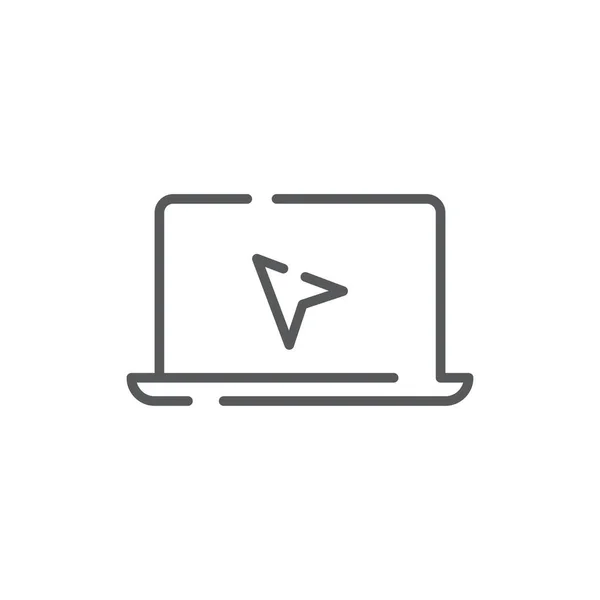 Laptop Cursor Klik Vector Pictogram Symbool Geïsoleerd Witte Achtergrond — Stockvector