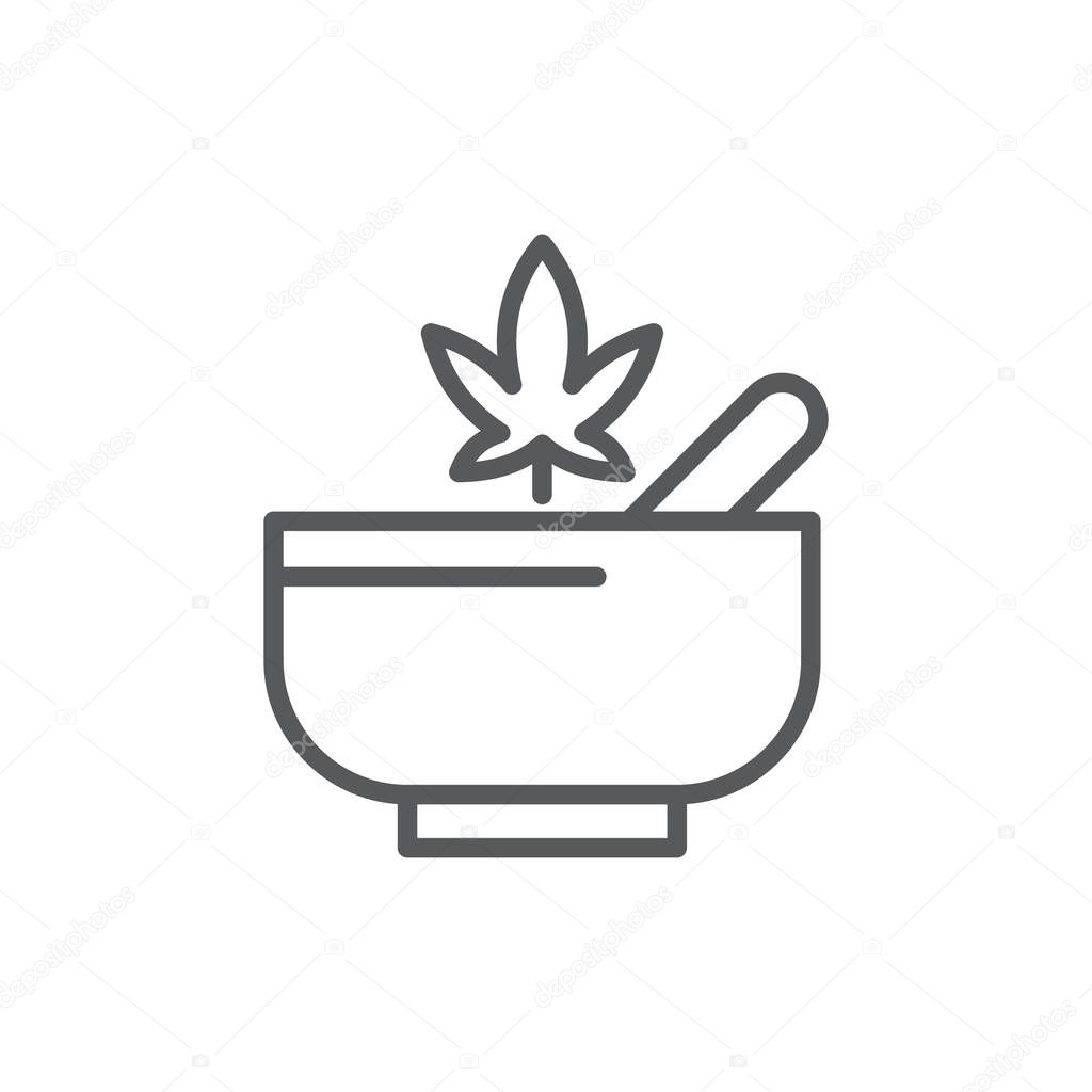 Hemp bowl vector icon symbol isolated on white background
