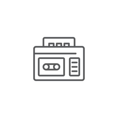 Retro kaset kaydedici vektör simgesi beyaz arkaplanda izole edildi