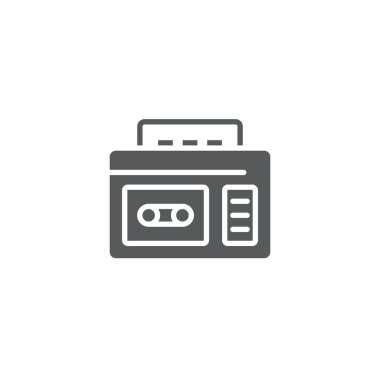 Retro kaset kaydedici vektör simgesi beyaz arkaplanda izole edildi