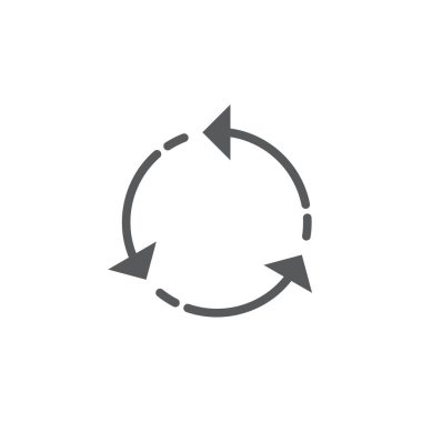 Beyaz arkaplanda üç ok döngüsü vektör simgesi izole edildi