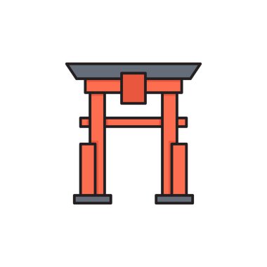 Torii kapı vektör simgesi beyaz arkaplanda izole edilmiş Japon simgesi