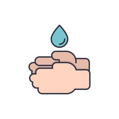 Beyaz arkaplanda izole edilmiş eller vektör simgesini yıka