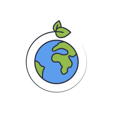 Beyaz arkaplanda Dünya ekoloji vektör simgesi izole
