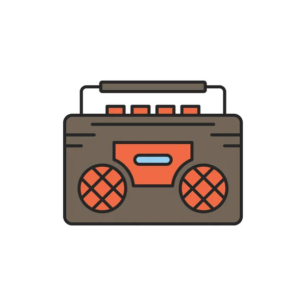 Retro Cassette Tape Recorder Vector Icon Symbol Isolated White Background — Stock Vector