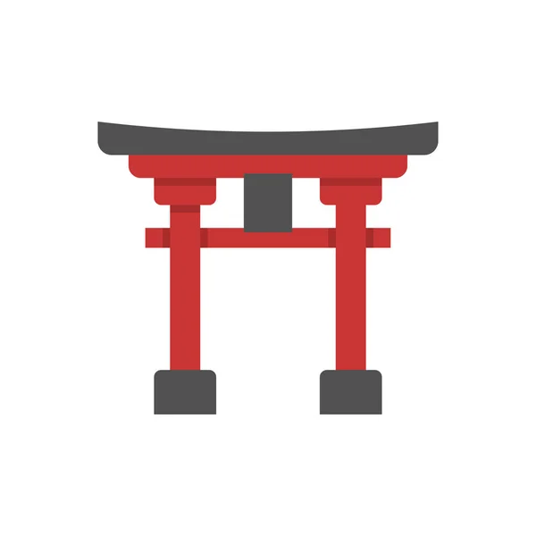 Torii Portão Vetor Ícone Símbolo Ícone Japonês Isolado Fundo Branco — Vetor de Stock