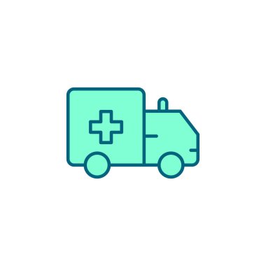 Ambulans kamyonu vektör simgesi beyaz arkaplanda izole edildi