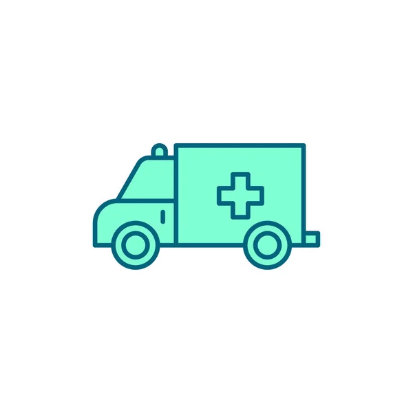 Ambulance Truck Vector Icon Symbol Medical Isolated White Background — Stock Vector
