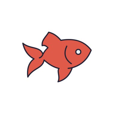 Beyaz arkaplanda izole edilmiş balık vektör simgesi