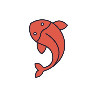 Beyaz arkaplanda izole edilmiş balık vektör simgesi