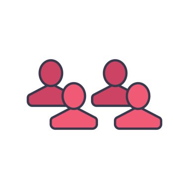 Beyaz arkaplanda dört kişilik bir grup vektör sembolü izole edildi