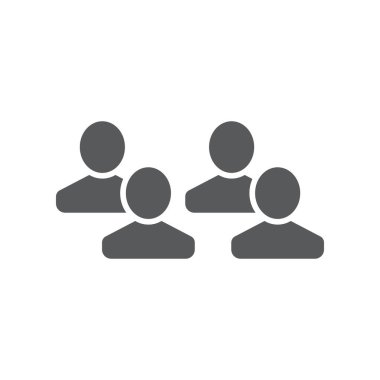 Beyaz arkaplanda dört kişilik bir grup vektör sembolü izole edildi