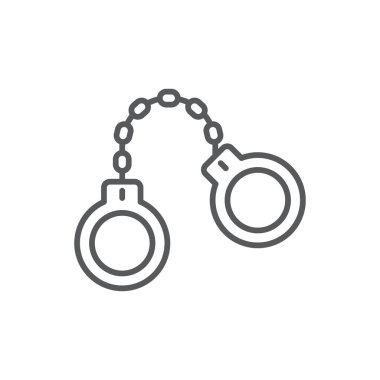 Kelepçe ve polis rozeti vektör simgesi beyaz arkaplanda izole edildi