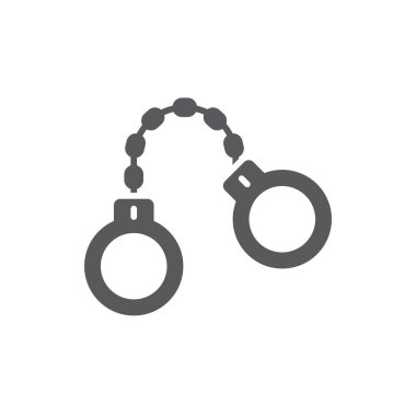 Kelepçe ve polis rozeti vektör simgesi beyaz arkaplanda izole edildi