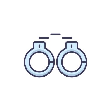 Kelepçe ve polis rozeti vektör simgesi beyaz arkaplanda izole edildi