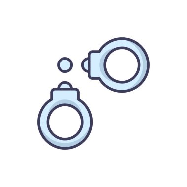 Kelepçe ve polis rozeti vektör simgesi beyaz arkaplanda izole edildi