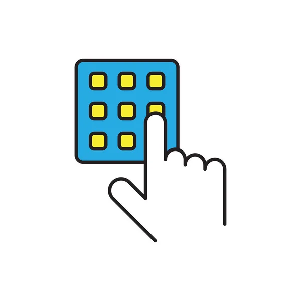 Mano Pin Pad Vector Icono Símbolo Aislado Sobre Fondo Blanco — Vector de stock