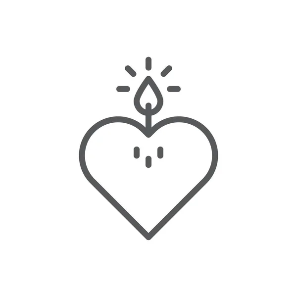 Corazón Vela Vector Icono Símbolo Aislado Sobre Fondo Blanco — Vector de stock