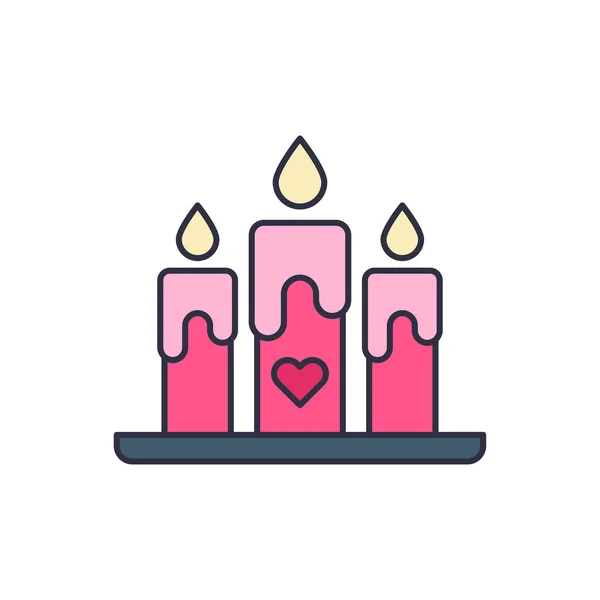 Heart Candle Vector Icon Symbol Isolated White Background — Stock Vector