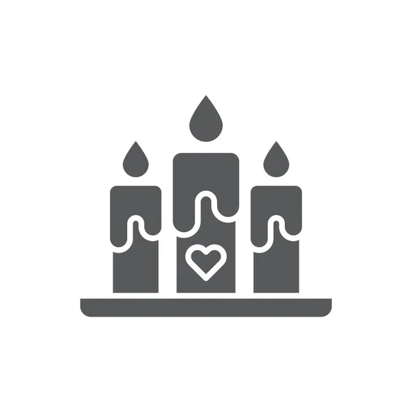 Herz Kerze Vektor Symbol Symbol Isoliert Auf Weißem Hintergrund — Stockvektor
