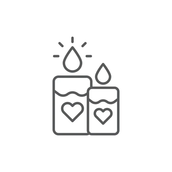 Herz Kerze Vektor Symbol Symbol Isoliert Auf Weißem Hintergrund — Stockvektor