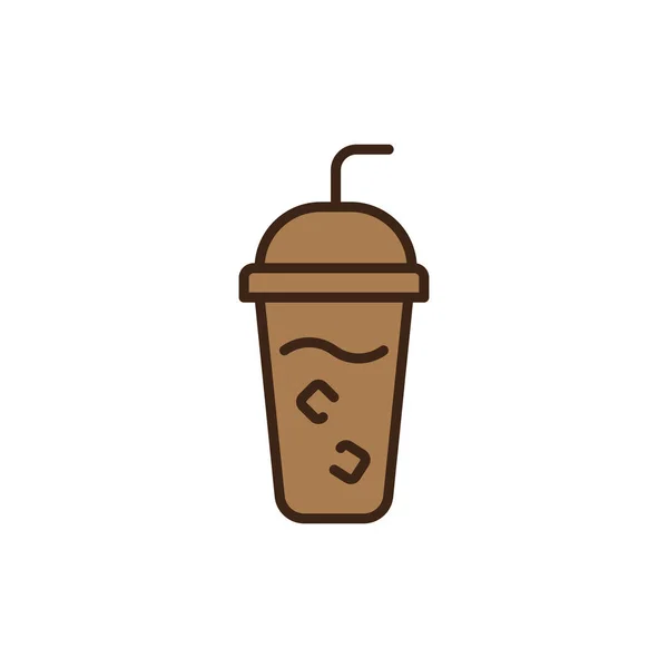 冰镇咖啡与冰块图标矢量图标饮料与白色背景隔离 — 图库矢量图片