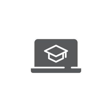 Beyaz arkaplanda izole edilmiş akademik başlık vektör simgesine sahip dizüstü bilgisayar