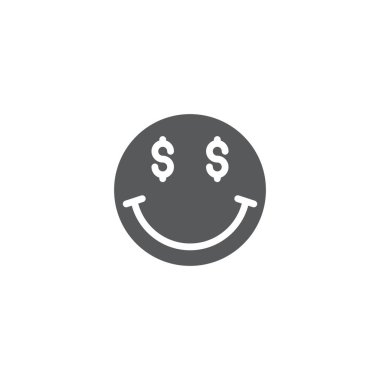 Para yüzü gülen vektör simgesi simgesi beyaz arkaplanda izole edilmiş