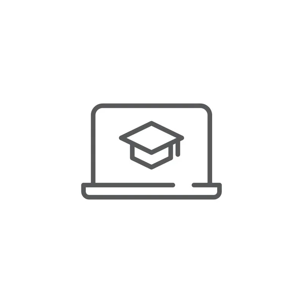 Ноутбук Академічною Шапочкою Векторний Значок Ізольовано Білому Тлі — стоковий вектор