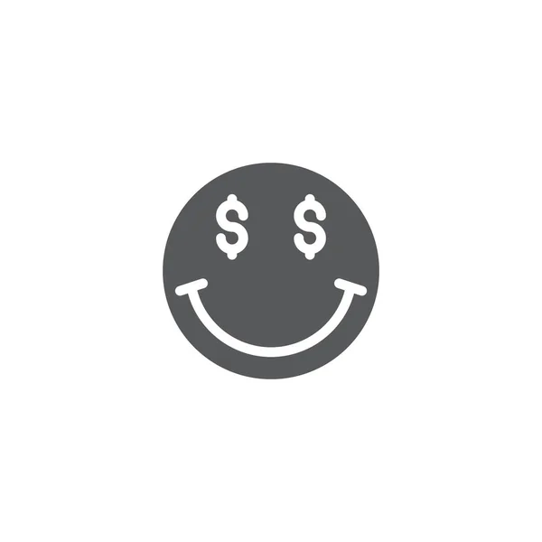 Money Face Smiley Vector Icon Symbol Emoticon Isolated White Background — Stock Vector