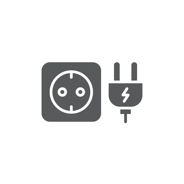 Plug Socket Vector Icon Symbol Isolated White Background — Stock Vector