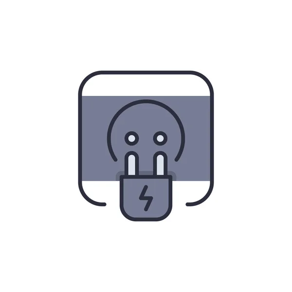 Plug Socket Vector Icono Símbolo Aislado Sobre Fondo Blanco — Archivo Imágenes Vectoriales
