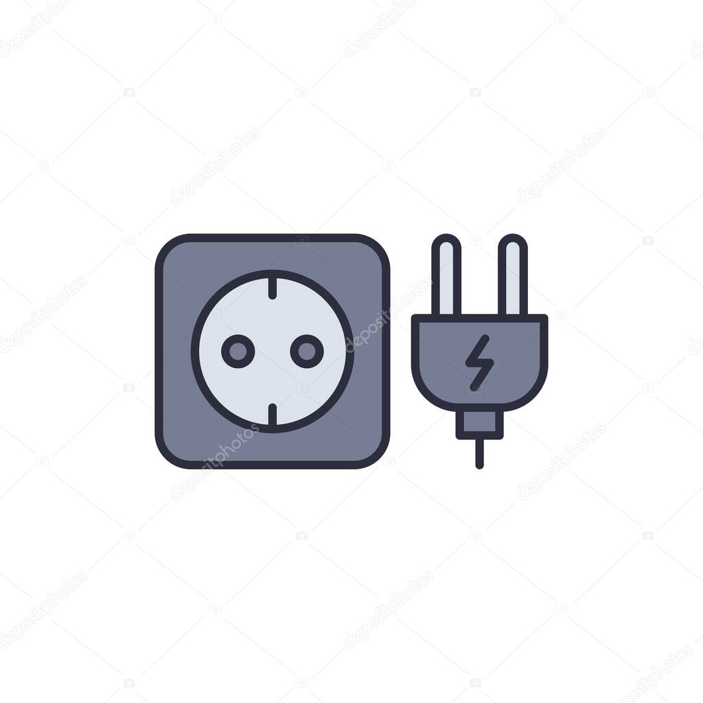 Plug socket vector icon symbol isolated on white background