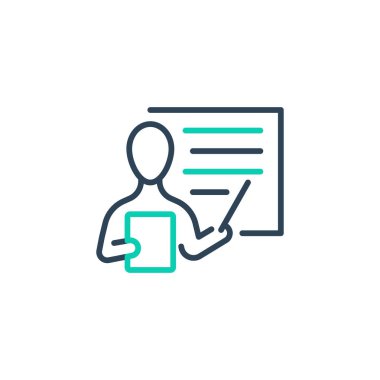 Öğretmen, eğitmen vektör simgesi beyaz arkaplanda izole edildi