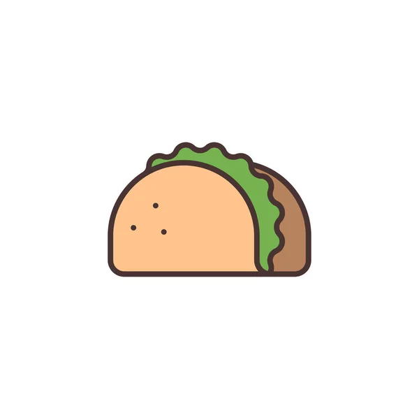 Taco Icono Vector Alimenticio Mexicano Aislado Sobre Fondo Blanco — Vector de stock