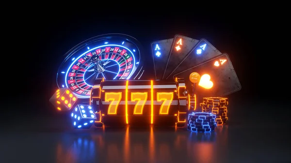 Casino Futuristická Koncepce Design Rulette Kolo Automat Patici — Stock fotografie