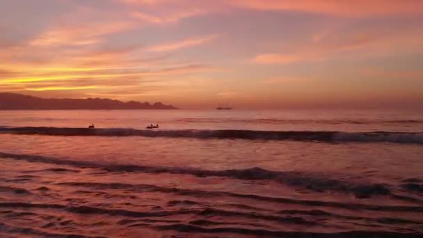 智利金色日落海滩 — 图库视频影像