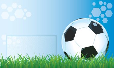 Yeşil çim alan stadyum arka plan üzerinde Futbol topu.