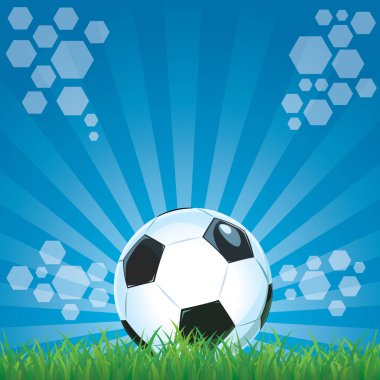 Yeşil çim alan stadyum arka plan üzerinde Futbol topu.
